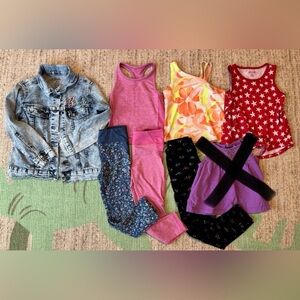 Girls size 6 Bundle- Jean Jacket, Athletic Wear, Tank & Leggings
